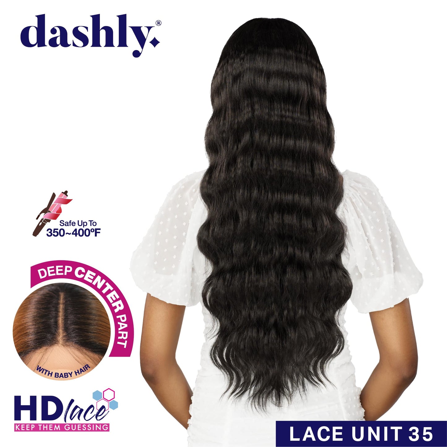 Sensationnel Dashly Lace Front Wig - Unit 35 Hand Tied Laceparting Ear to Ear Synthetic (1 JETBLACK)