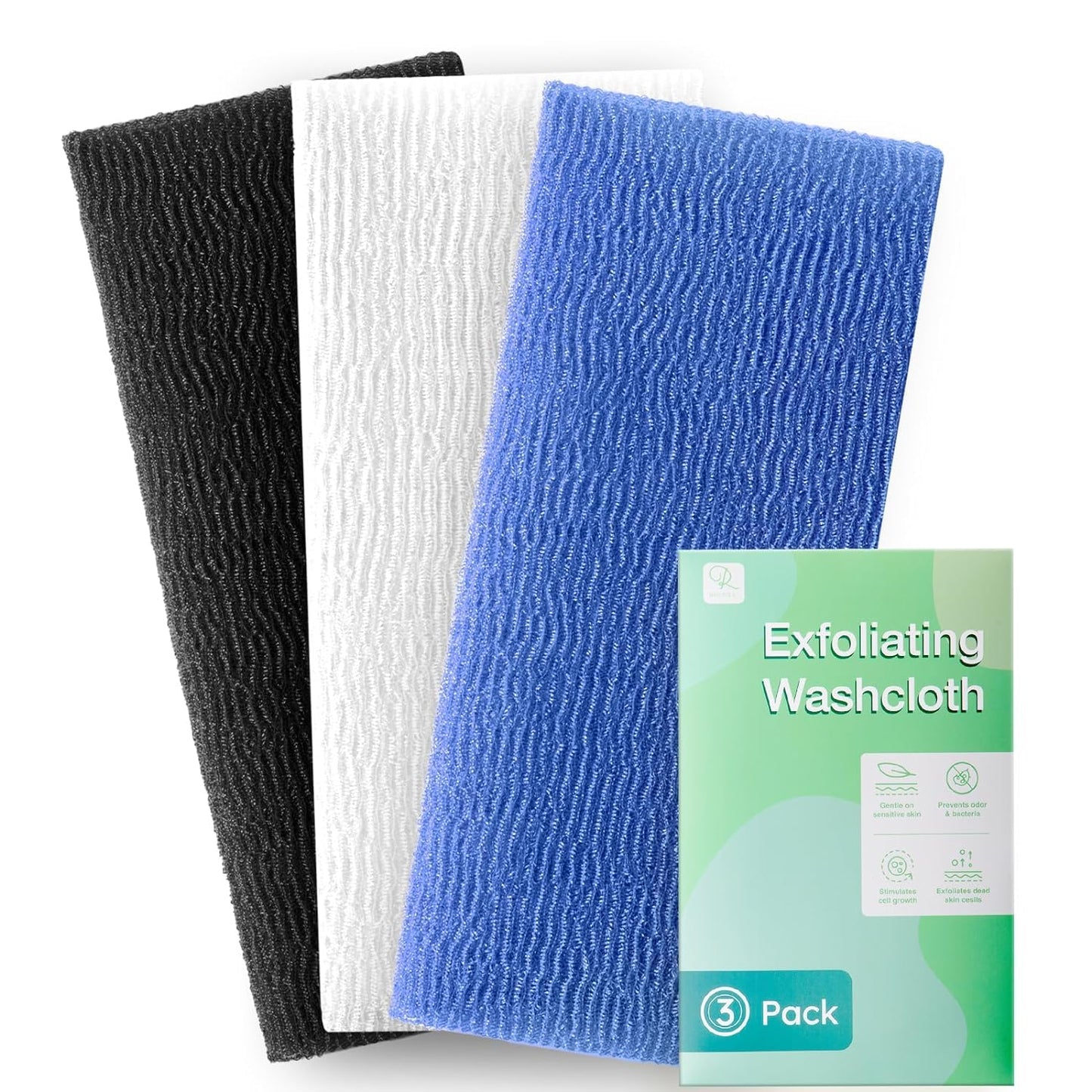 3 Pieces Exfoliating Washcloth Shower Towel African Net Sponge Japanese Wash Cloth Face Exfoliating Sponge Loofah Exfoliating Bo