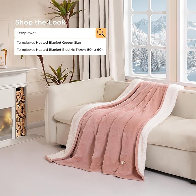Heated Blanket King Size - Dual Controllers Electric Blanket King with 9 Heat Settings & 10 Hour Auto Off,Overheat Protection,Machine Washable 100"x90"(Candy Pink)