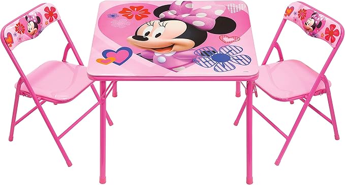 Minnie Mouse Activity Table Set with 2 Chairs for Girls Ages 3-7 Years Old