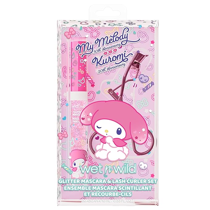 wet n wild My Melody and Kuromi Glitter Mascara & Lash Curler Set - Pink Dreams