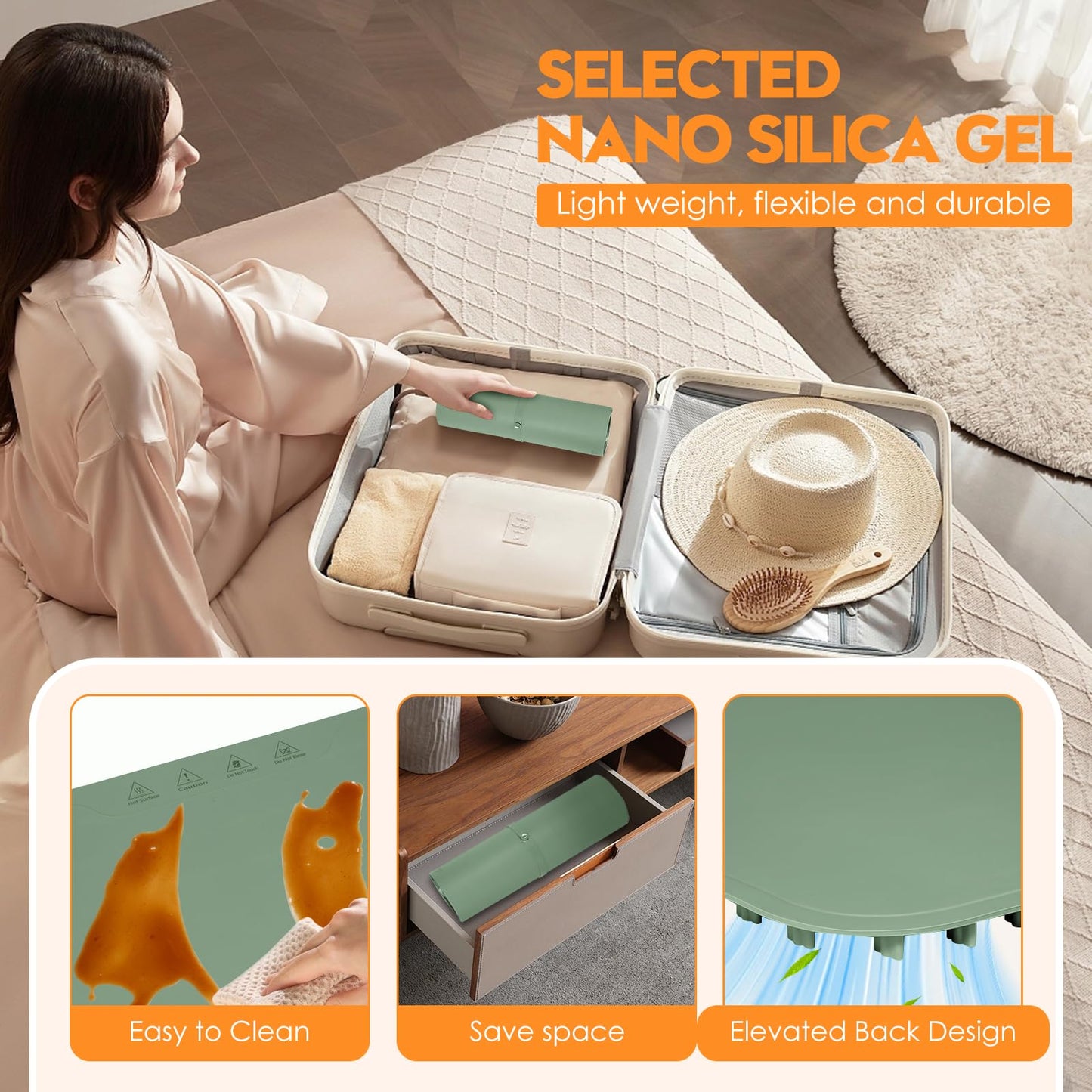 Silicone Warming Mat for Food, Fast Full Surface Heating Electric Warming Tray, 9 Level Temperature Adjustable Warming Kitchen Mat, Roll Up Food Warmer Mat for Countertop, Party, Travel