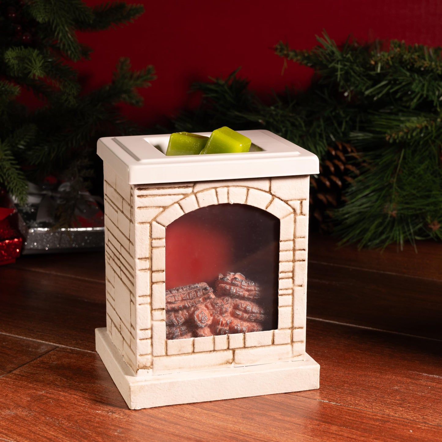 Scentsationals Christmas Wax Warmer, Wax Melt Warmer for Scented Wax ; Holiday Collection Stacked Stone Fireplace - Candle Wax Melter for Fragrance Cubes and Tarts