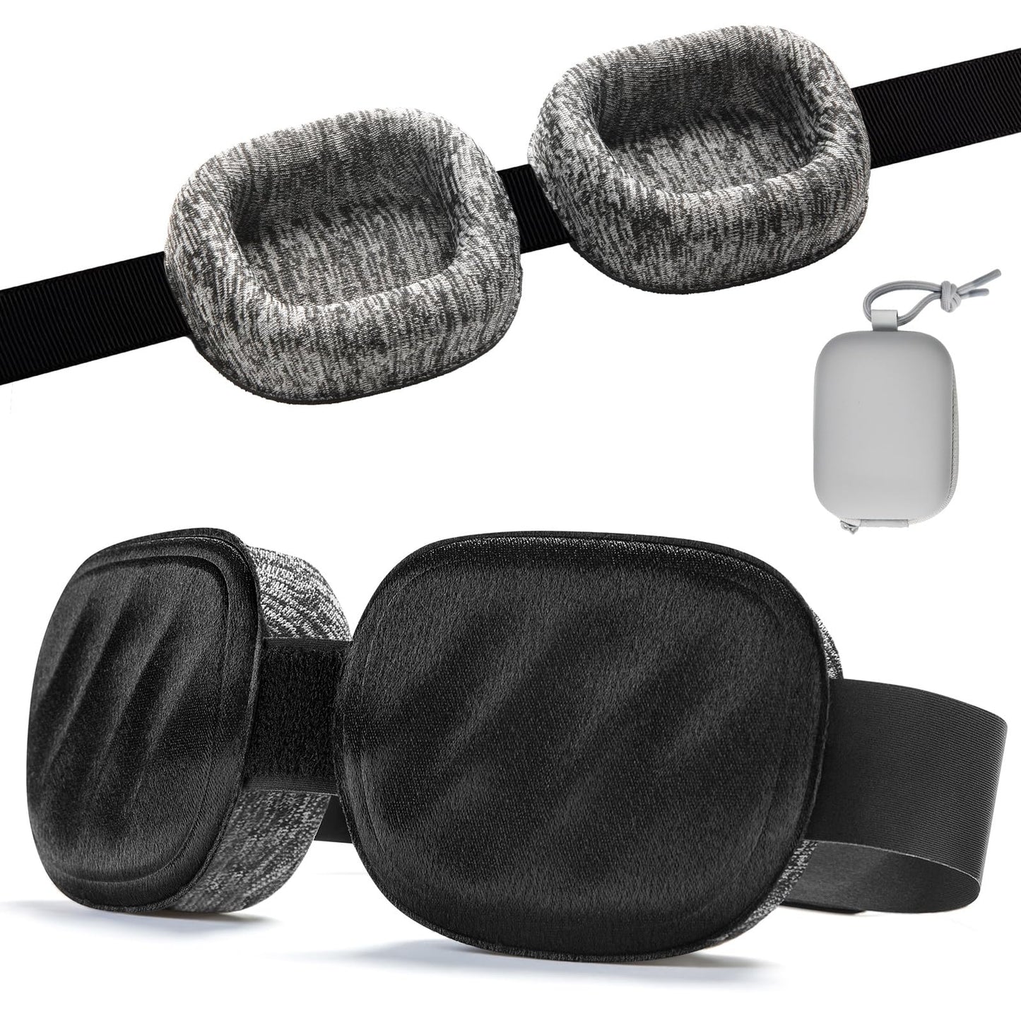 Fismool Eye Mask for Sleeping - 100% Blacking Sleep Mask for Men Women, Sleeping Mask with Adjustable Night Blindfold Flight, Travel, Nap, Black