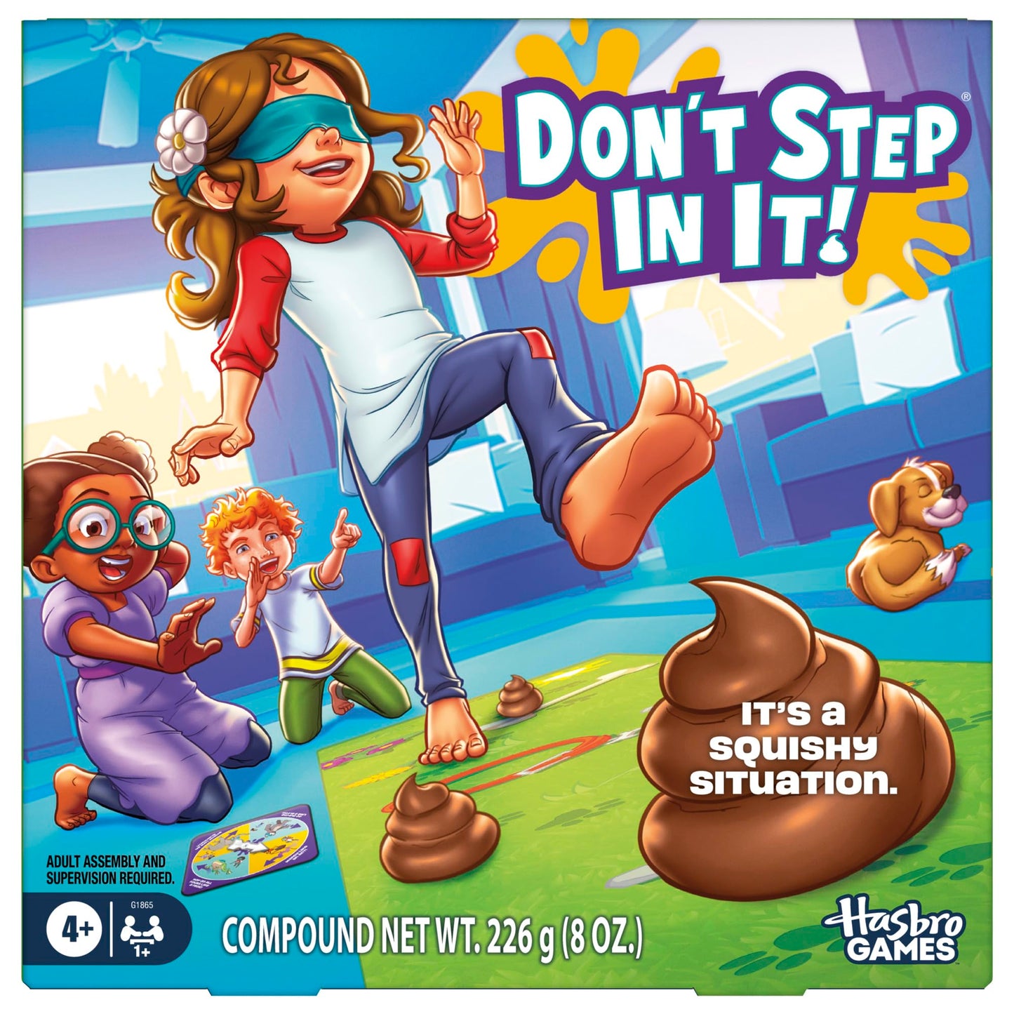 Don't Step in It! Preschool Game I Blindfolded, Poop Party Game | Spinner with 8 Fun Animal Moves | Ages 4+| 1+ Players I Funny Kids Board Games