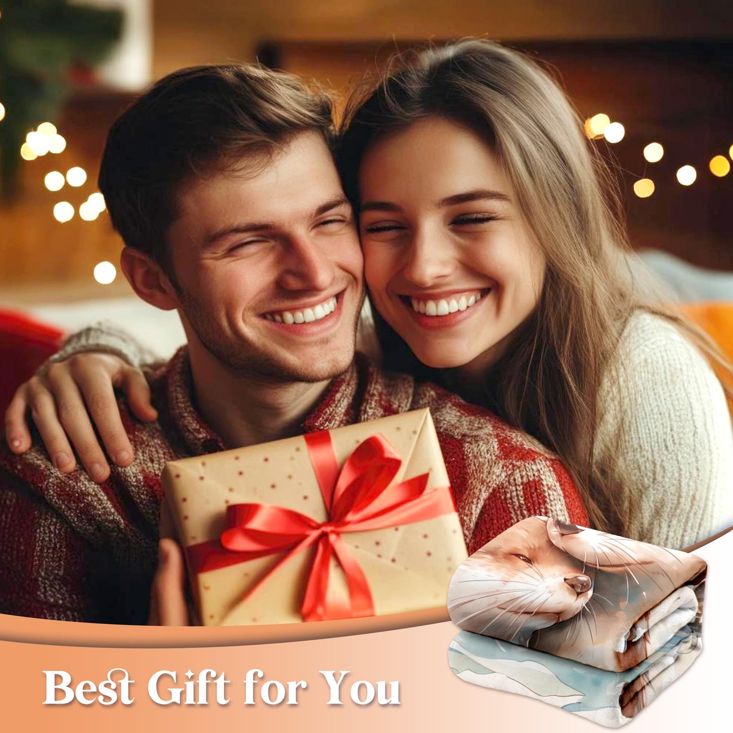 HeartGlint Romantic Gifts for Girlfriend Boyfriend Birthday, I Love You Gifts for Her Him, Soft Flannel Love Otter Blanket, Anniversary Birthday Gifts for Girlfriend Boyfriend Her Him