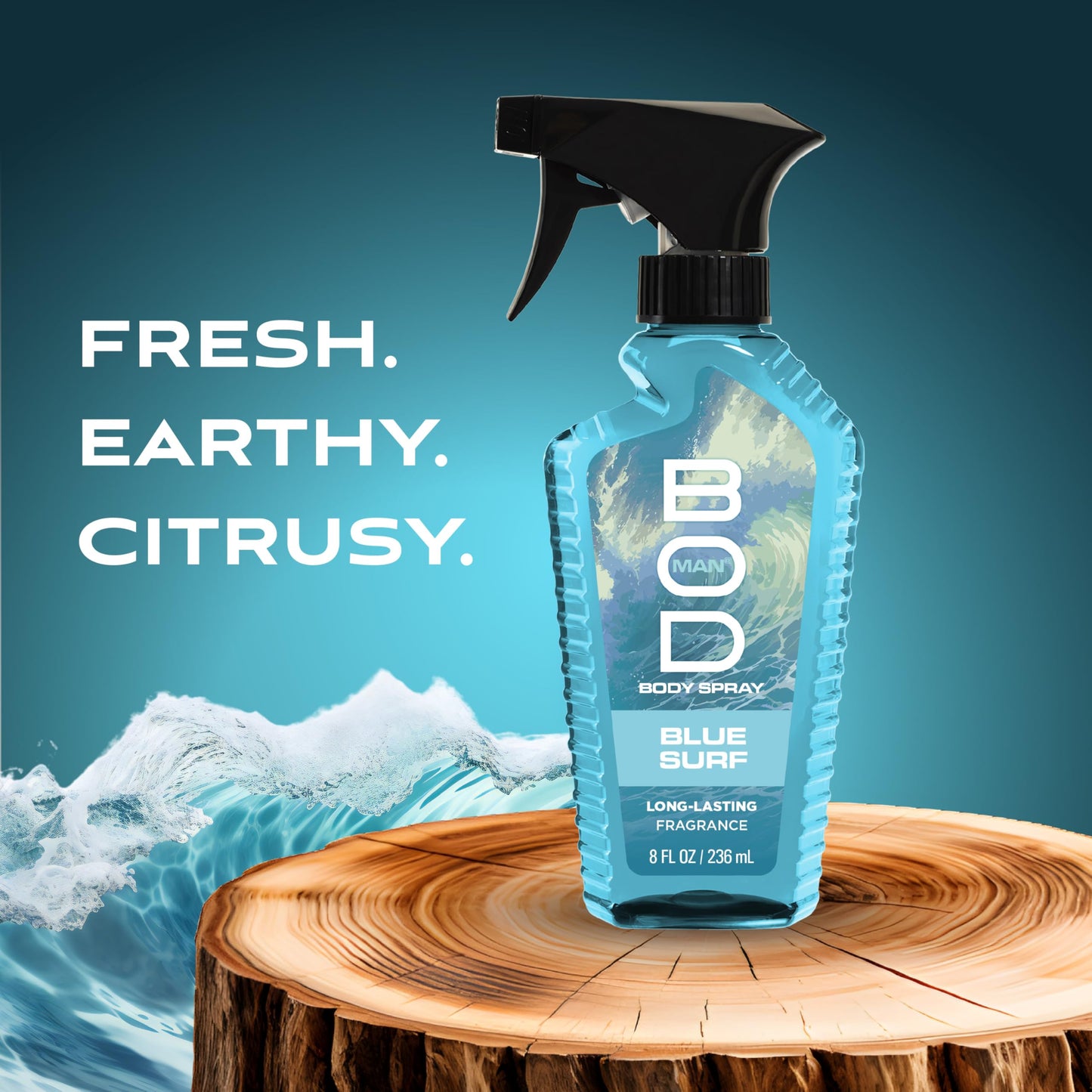 BOD man Fragrance Body Spray, Blue Surf, 8 fl oz (Pack of 2)