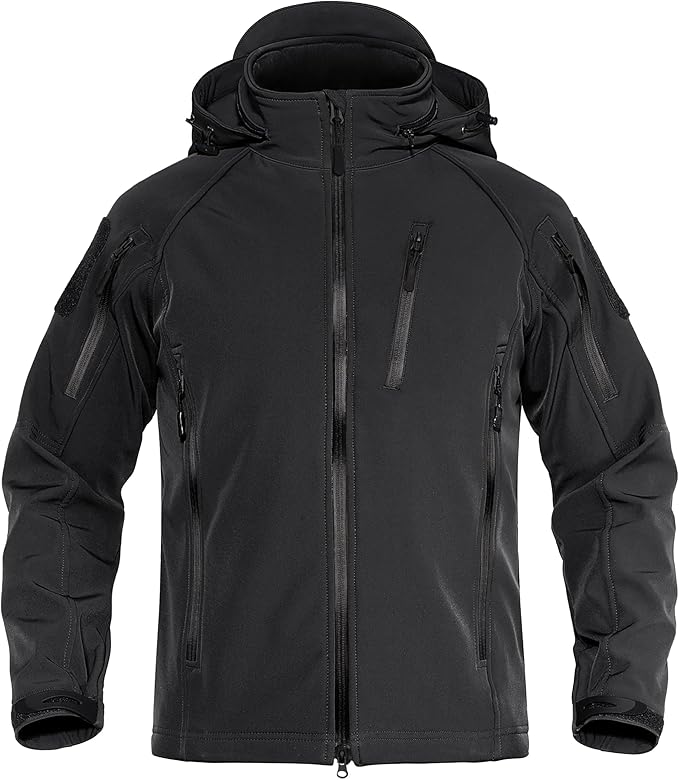 TACVASEN Men's Rain Jacket Tactical Military Hoodie Waterproof Windbreaker Softshell Winter Fleece Coats Hiking Outdoor