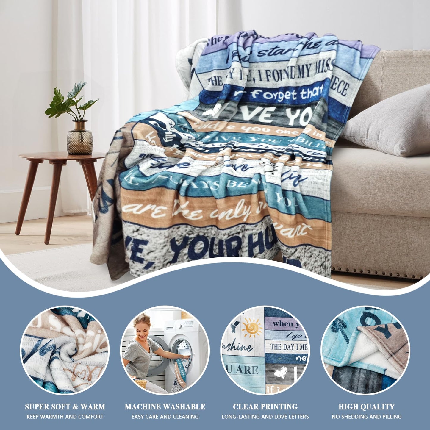 KaGrbves Gifts for Wife- Anniversary Romantic Birthday Ideas for Wife from Husband, Christmas Valentines Day Presents for Her- to My Wifey Throw Blanket 50''*60''