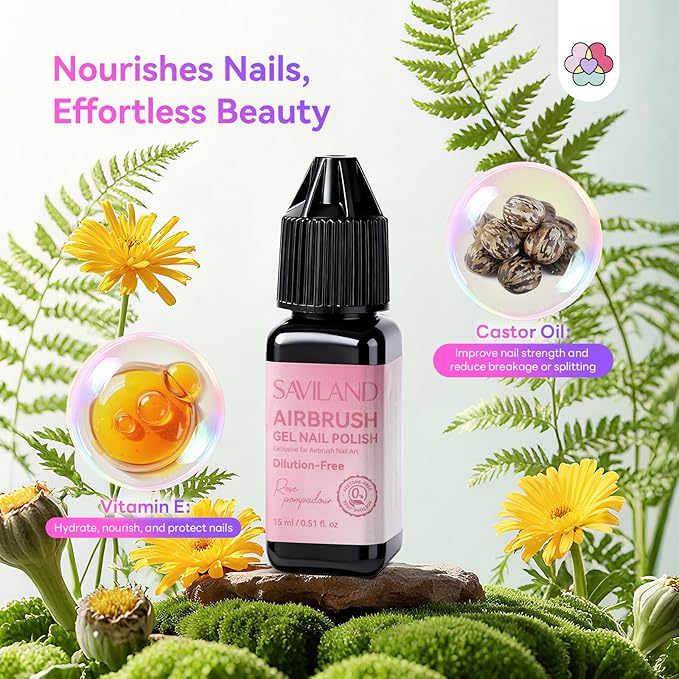 SAVILAND Airbrush Gel Nail Polish Hema-Free: Dilution-Free 12PCS Non-Acetone Airbrush Paint for Nails 15ML Highly Saturated Macaron Colors Ombre Nail Polish Color Spray Airbrush for Nails Art Design