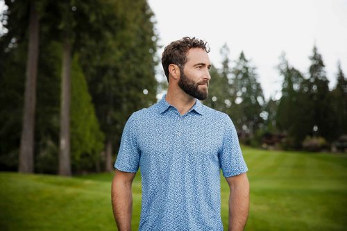 Cutter & Buck Pike Magnolia Print Stretch Men's Polo, Black/Polished