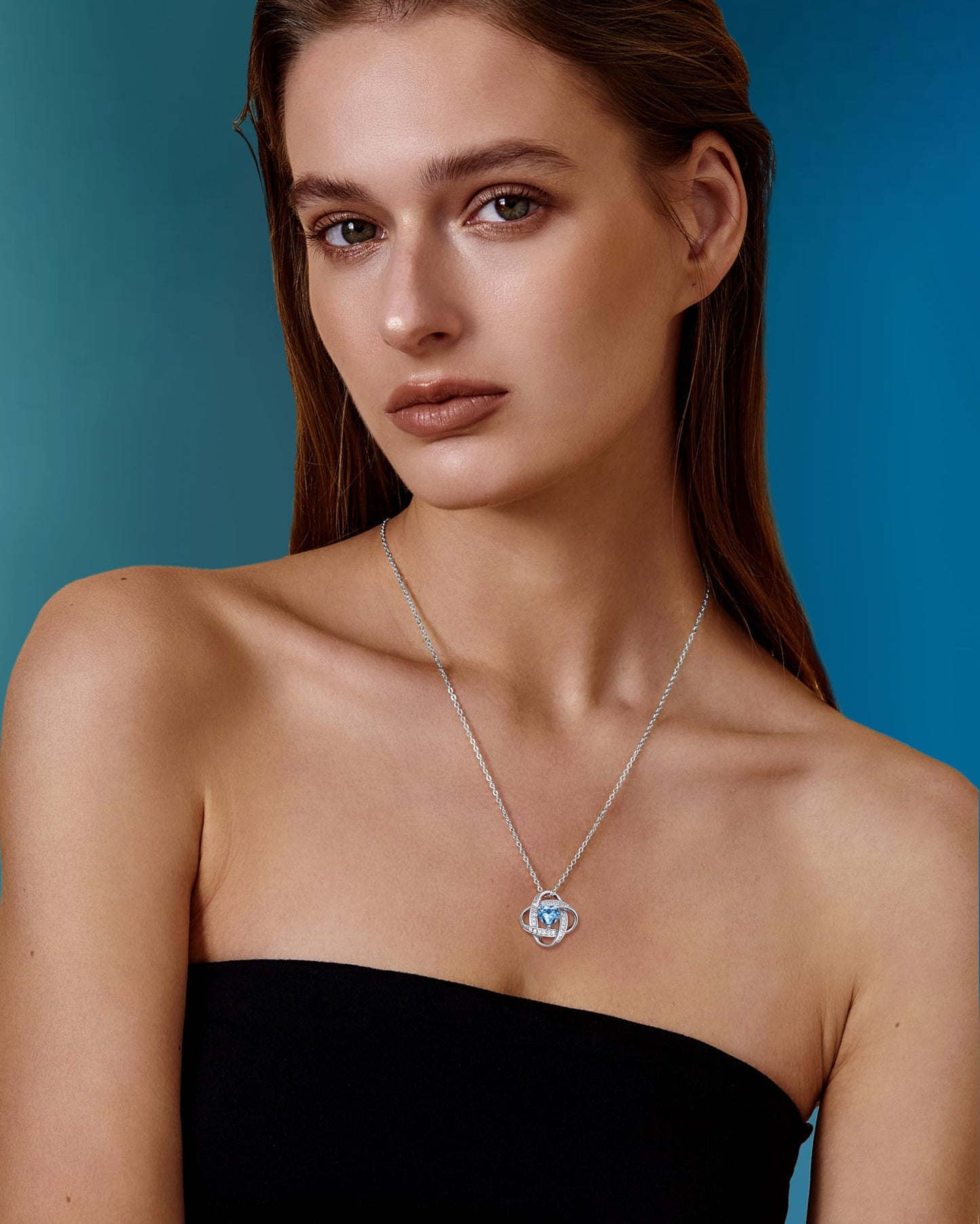 Blahanna Birthday Gift for Women Birthstone Necklace - S925 Sterling Silver Moissanite Pendant, Valentines/Mother's Day Gift, Infinity Knot Heart September