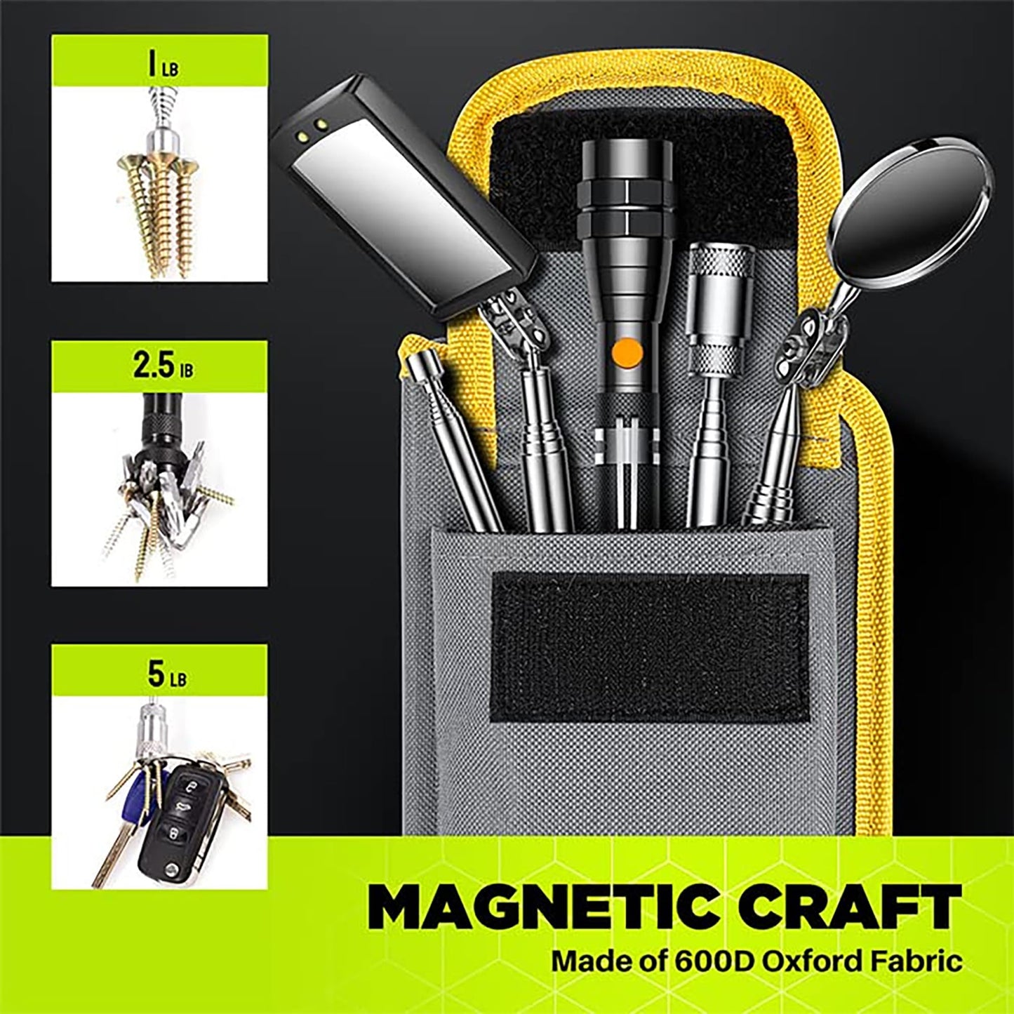 Telescoping Magnetic Pickup Tool Set, Inspection Mirror Telescoping, LED Flashlight, Cool Gadgets for Men, Valentine’s Day Gifts for Him, Husband, Boyfriend, Magnet Stick, Magnet Stick (Yellow)