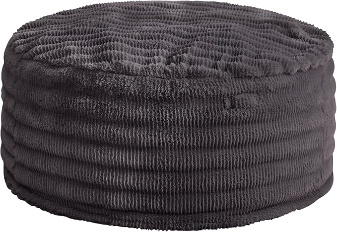 Hobestluk Bean Bag Chairs Beanbag Chair with Filler Adult Bean Bags with Fluffy Ripple Cover, Giant Bean Bag Chairs for Adults (Dark Grey, 3FT - 36" x 36" x 22")