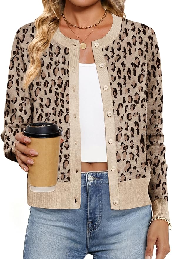 Bellcoco Women's Cardigan Sweaters Lightweight Crew Neck Button Down Long Sleeve Spring Outfits Fashion Clothing 2026