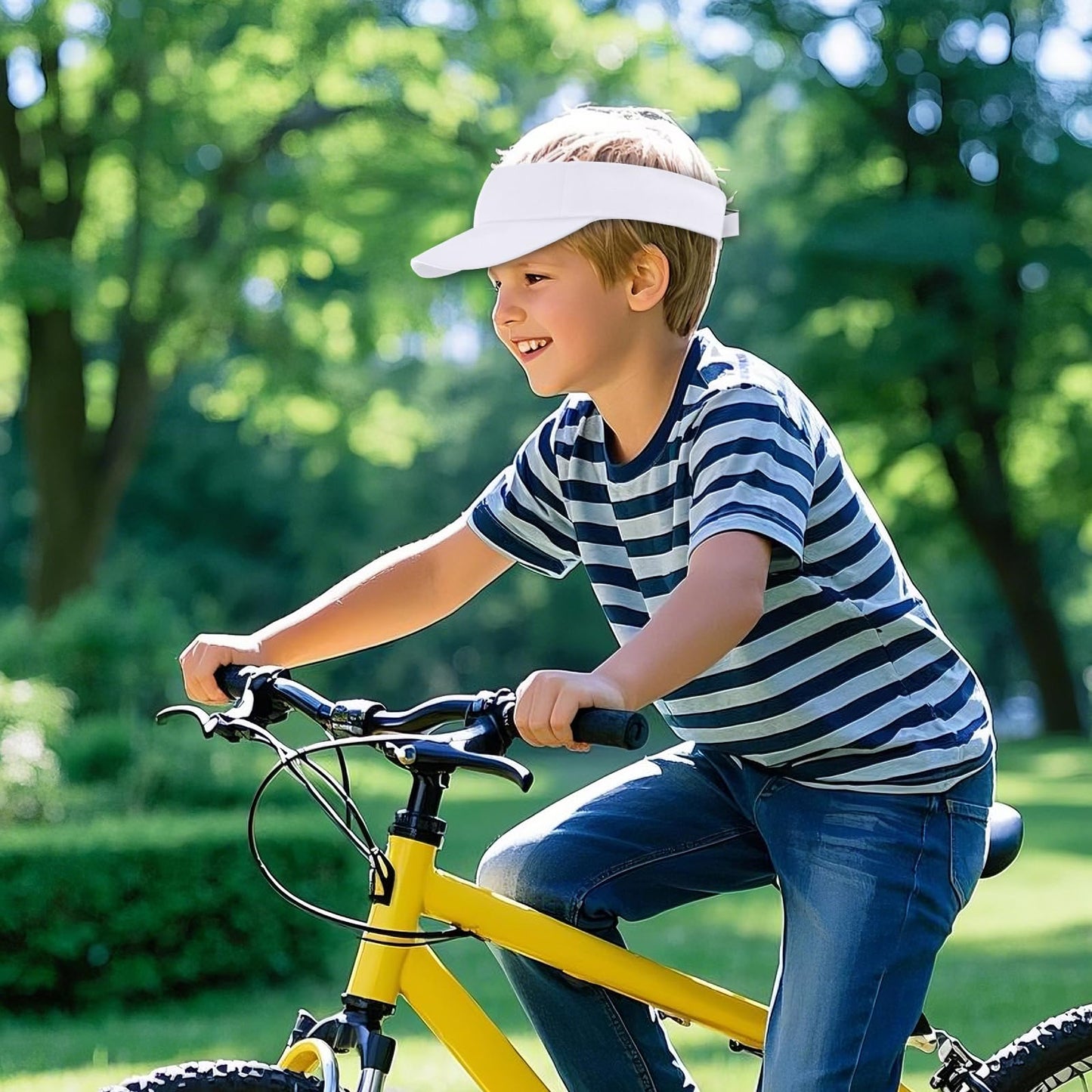 Topbuti Kids Girls Boys Visor Sports Athletic Sun Visor Hats Adjustable Cotton Tennis Golf Visor Hat Beach Hat Baseball Cap (White)