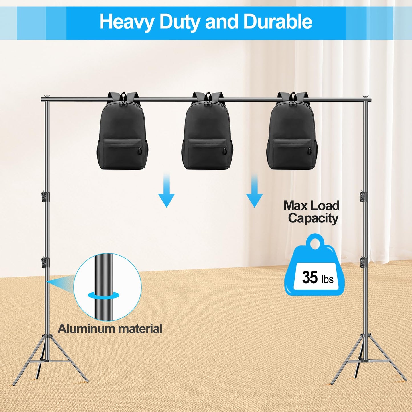 EMART Heavy Duty Backdrop Stand 10 x 12ft Photo Video Studio Adjustable Photography Background Support System Kit with Carry Bag