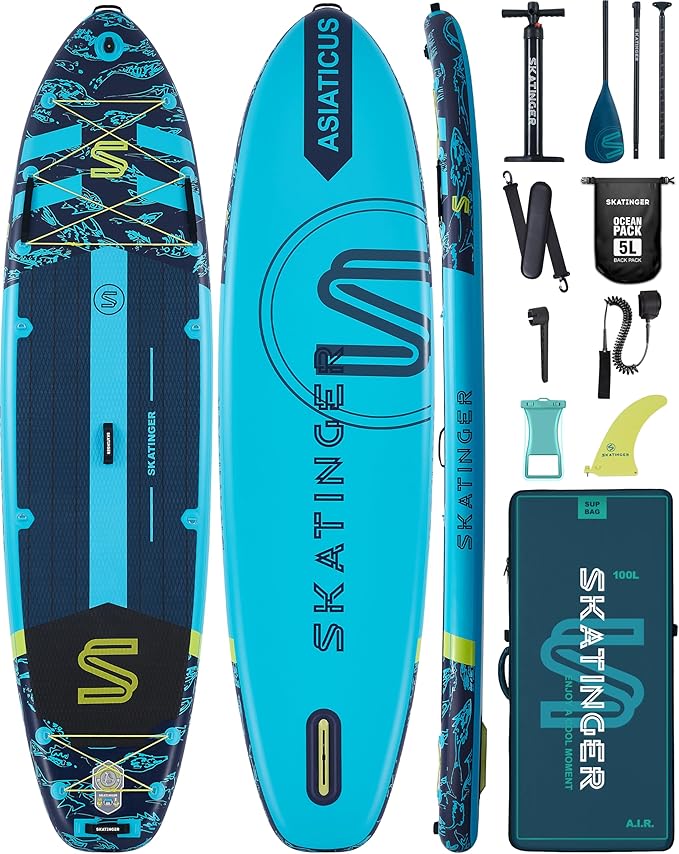Skatinger 11'6×35" Super Wide Inflatable Paddle Board, Ultra Stable Stand Up Paddleboards for 450lb/3 People/Family/Big Si...