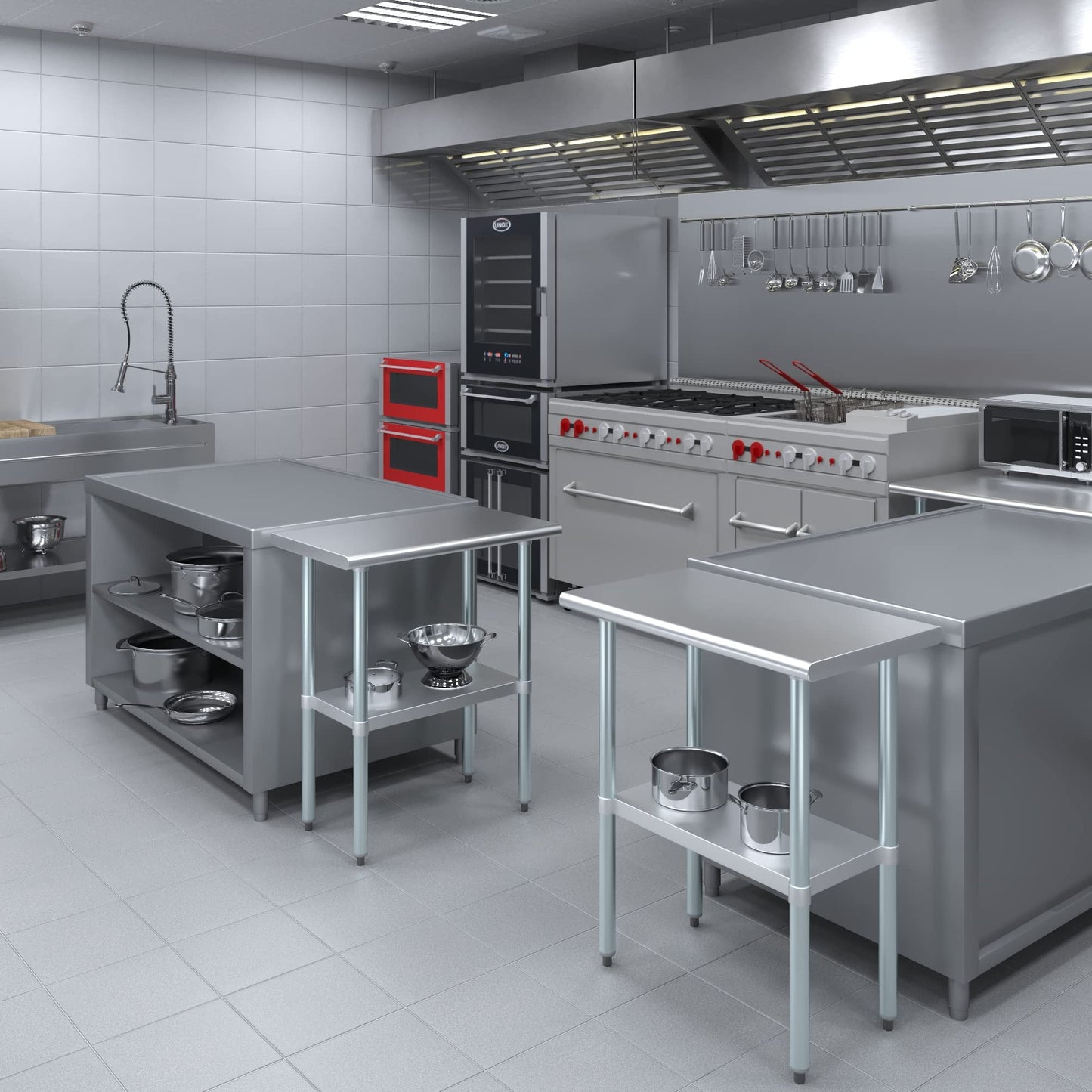 AmGood 18 in. x 30 in. Stainless Steel Work Table | Metal Kitchen Food Prep Table | NSF
