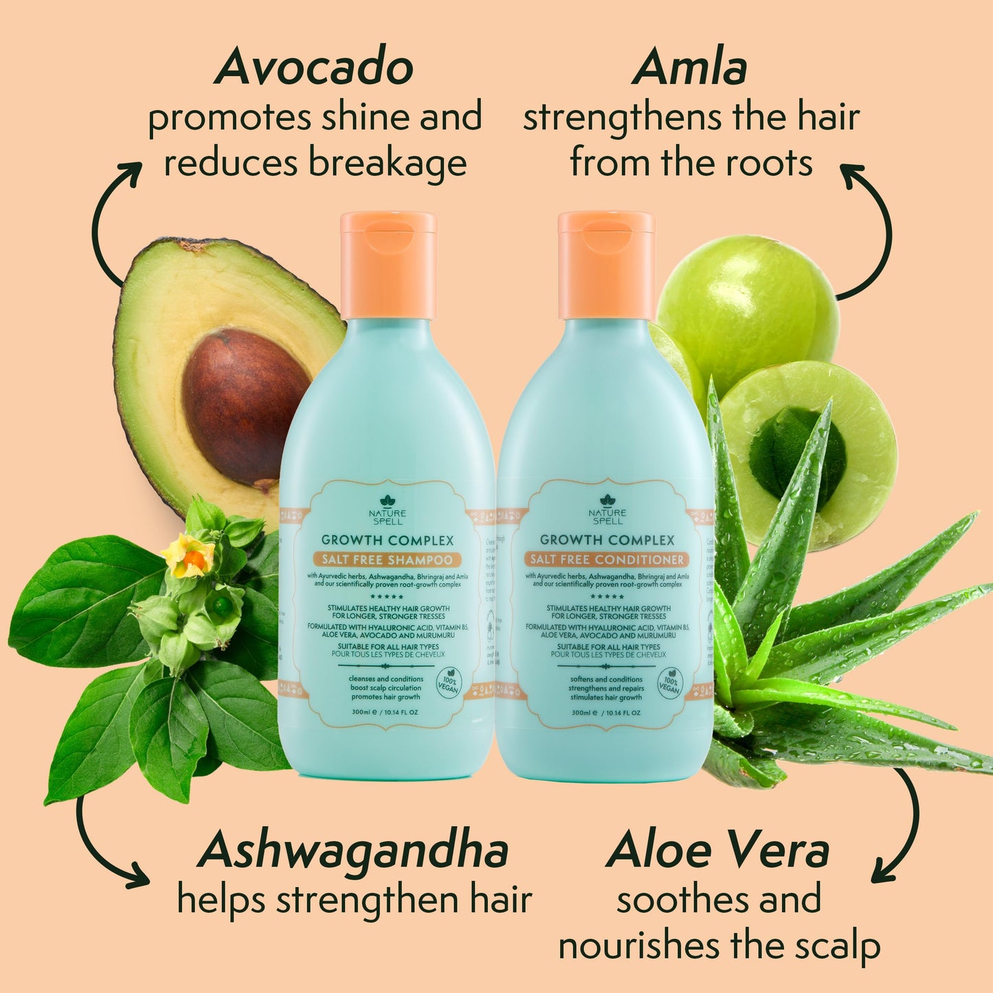 Nature Spell Hair Growth Trio, Pre-Diluted Rosemary Oil for Hair & Scalp, Shampoo & Conditioner Set, Sulphate-Free, Colour-Safe,