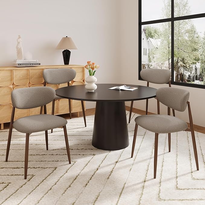MALOL Dining Chairs Set of 4, Upholstered Dining Room Chairs with Metal Legs and Anti Slip Pads, Curved Back Kitchen Chair for Home and Restaurant Use, Camel