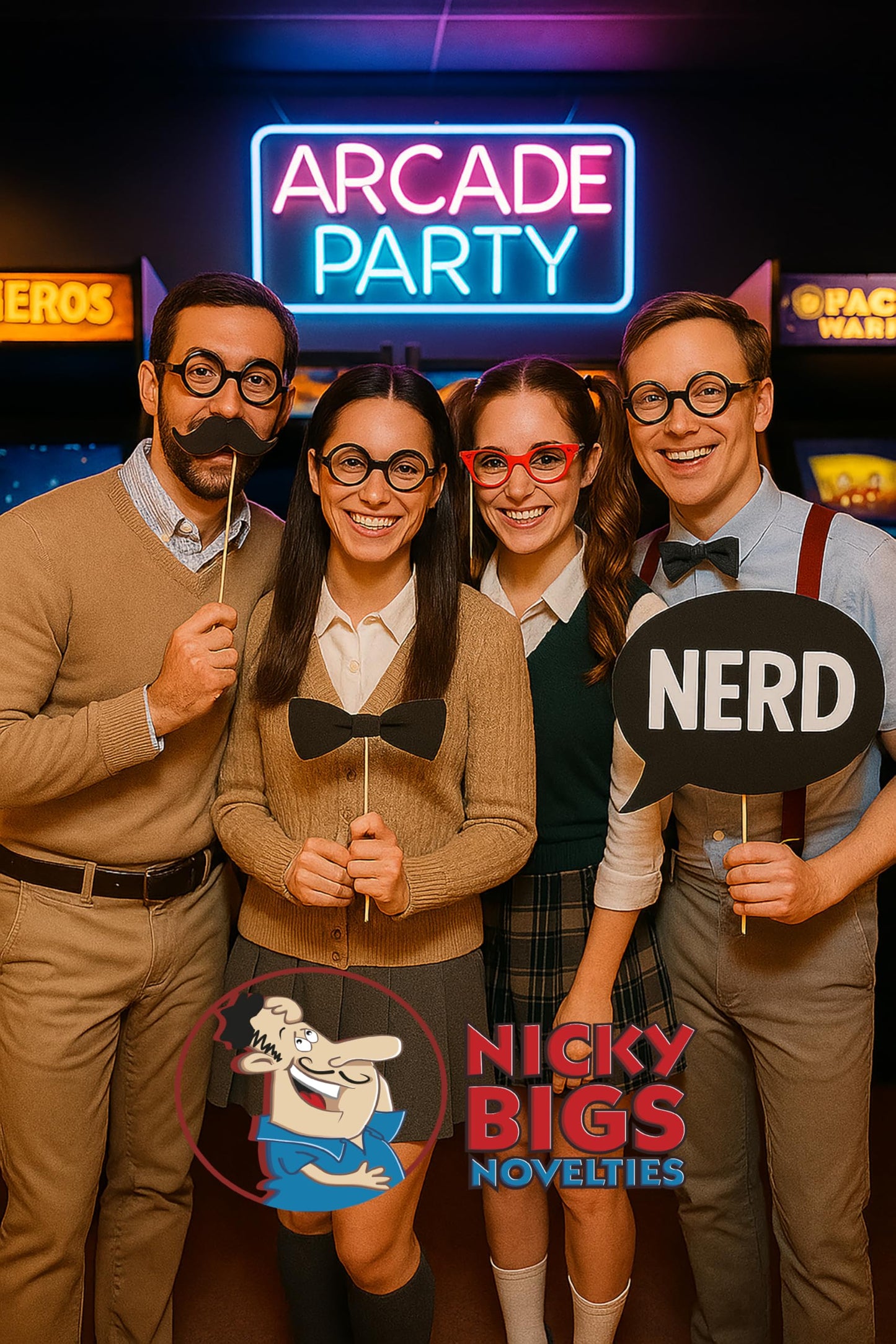 Nicky Bigs Novelties Round Shaped Bubble Thick Lensed Nerd Eye Glasses Fake Plastic Costume Prop Wizard