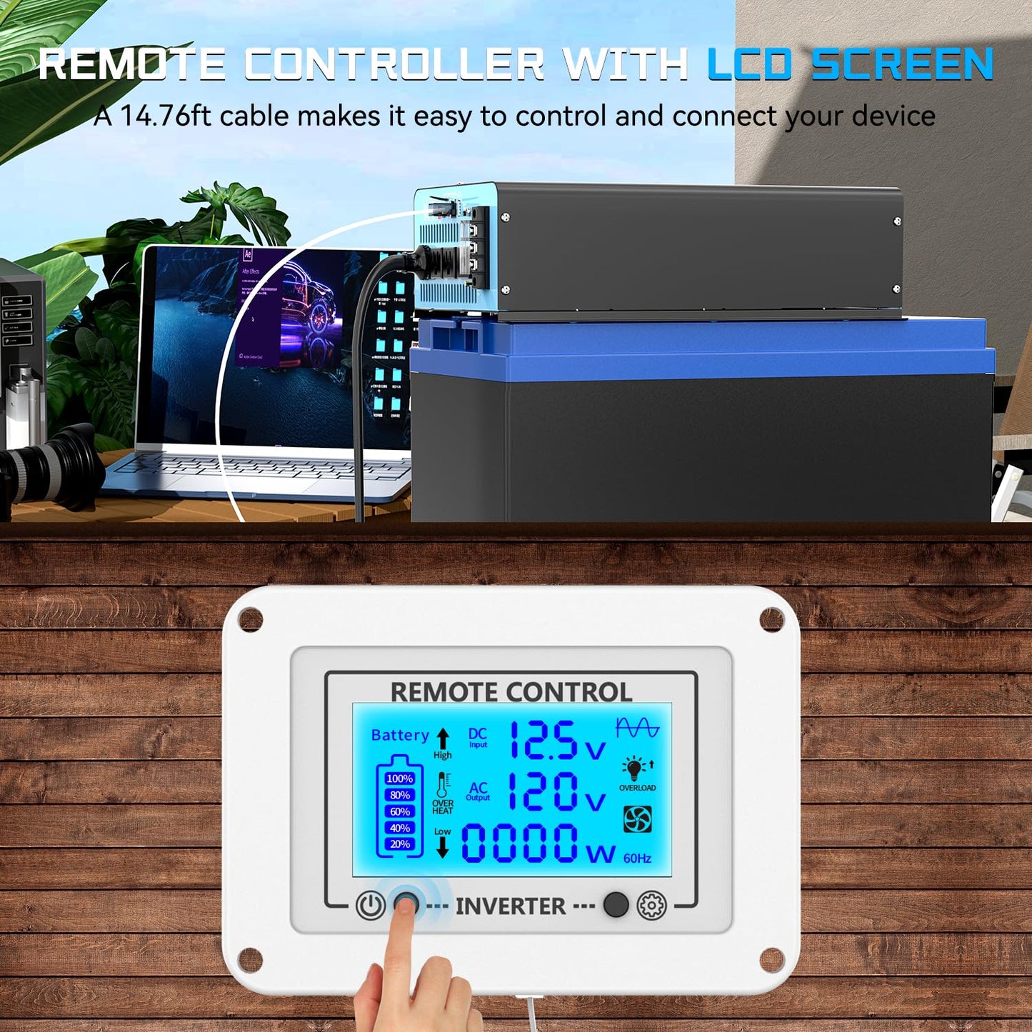 Olteanp New Upgraded 3000 Watts Pure Sine Wave Inverter, 12V Dc To 110V Ac Power Inverter With 4 Ac Outlets, Usb Port, Type-C Po