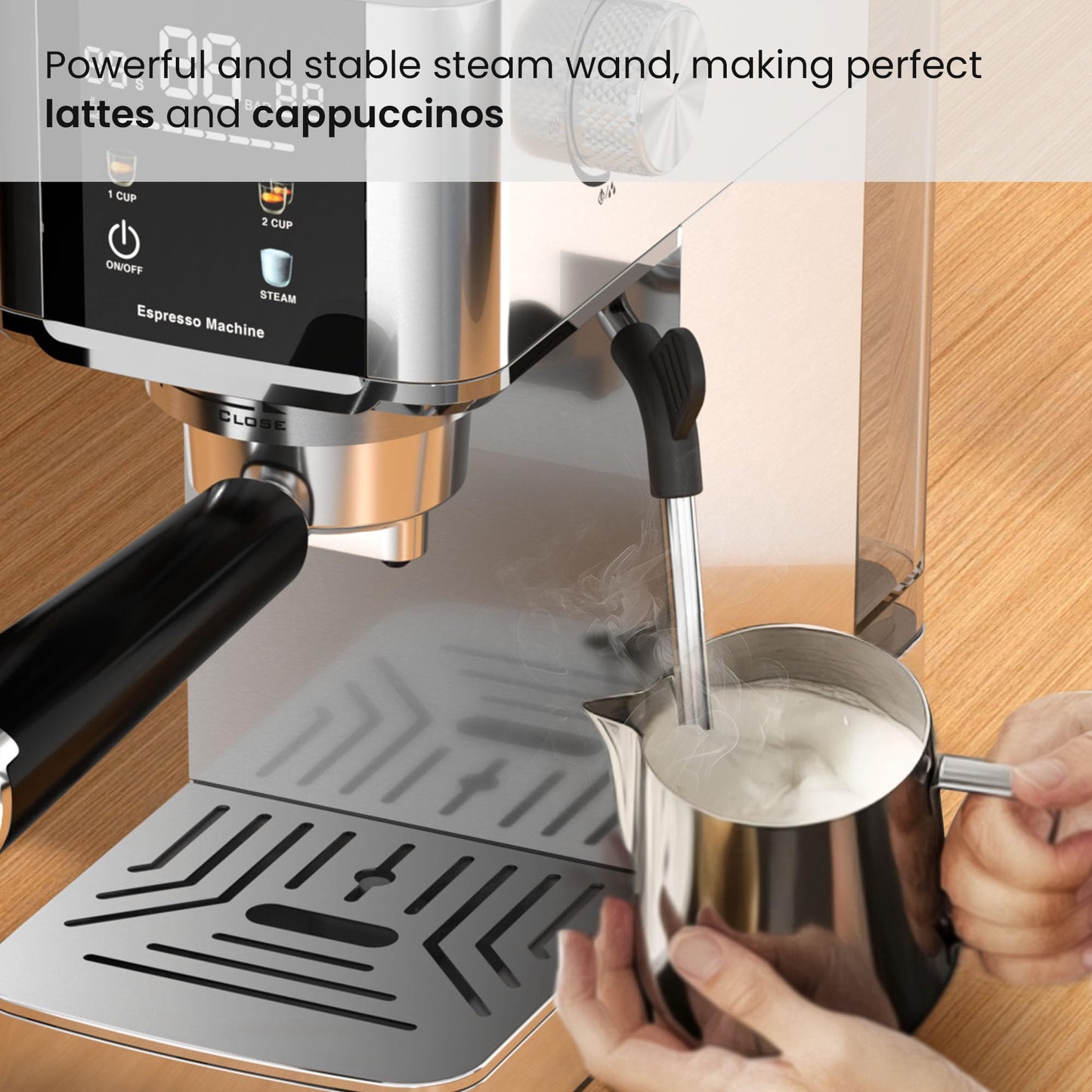 Kismile 20-Bar Espresso Machines,Professional Espresso Maker with Milk Frother Steam Wand for Latte&Cappuccino,Coffee Machine with Removable Water Tank for Home/Office