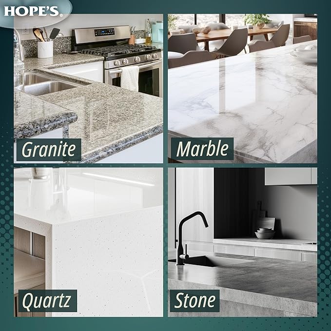 HOPE'S Perfect Granite & Marble Countertop Cleaner with Microfiber Cloth, Stain Remover and Polish, Streak-Free, Ammonia-Free, 22 Ounce, Pack of 1 with Microfiber Cloth