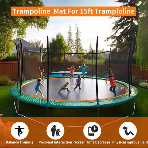DOYUEE 15FT Trampoline Mat Replacement-13.26ft Diameter Mat with 96 Rings- Fits 7.0" Springs,Spring & Frame not Included (96 Rings & (159.3" | 13.26ft) Dia-Fits 7.0" Springs, Fits 15FT Trampoline)