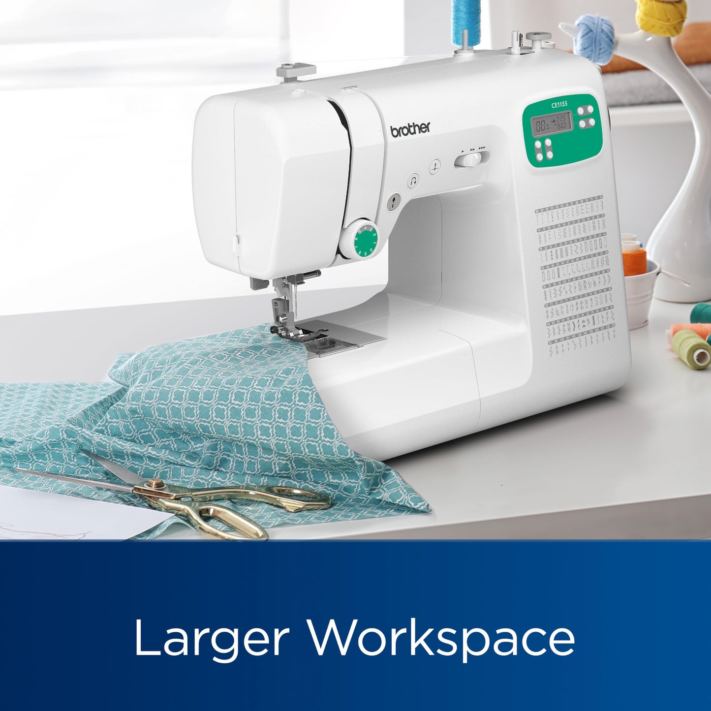 Brother CE1155 Computerized Sewing Machine, 110 Built-in Stitches, LCD Display, 7 Included Feet