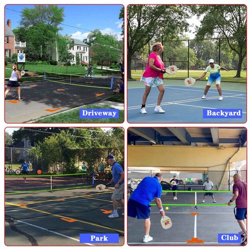 Hoverphenix Pickleball Net for Driveway with 22FT Regulation Size Pickleball Net, 4 Outdoor Pickleballs and Carry Bag, Weather Resistance Strong Steel Frame