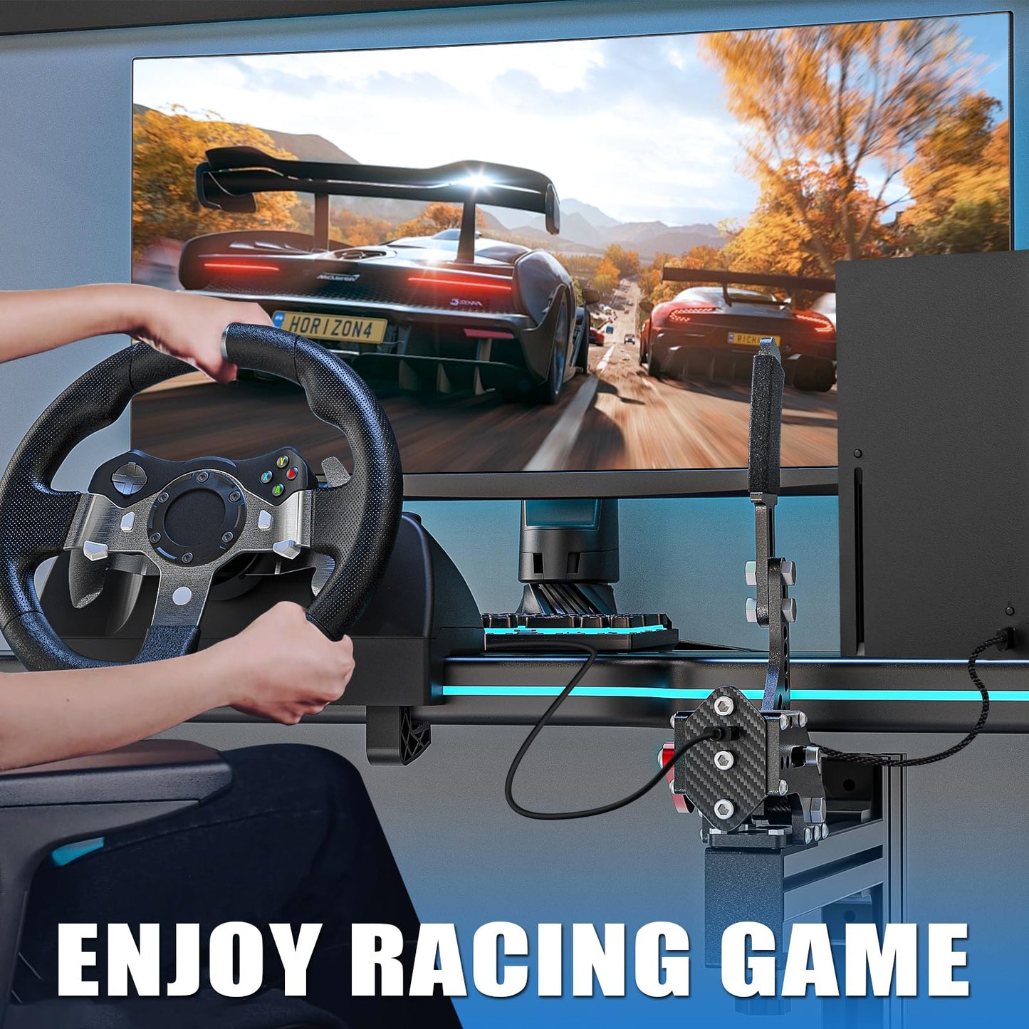 aikeec USB Handbrake Clamp for PC Sim Racing Games G25 G27 G29 T500 FANATECOSW DIRT RALLY Windows，Compatible with G920 only for XBOX Series X/S Black
