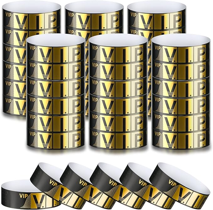 200 Pack VIP Wristbands for Events VIP Bracelets Paper Waterproof Party Wristbands for Events Amusement Parks Concerts Fai...