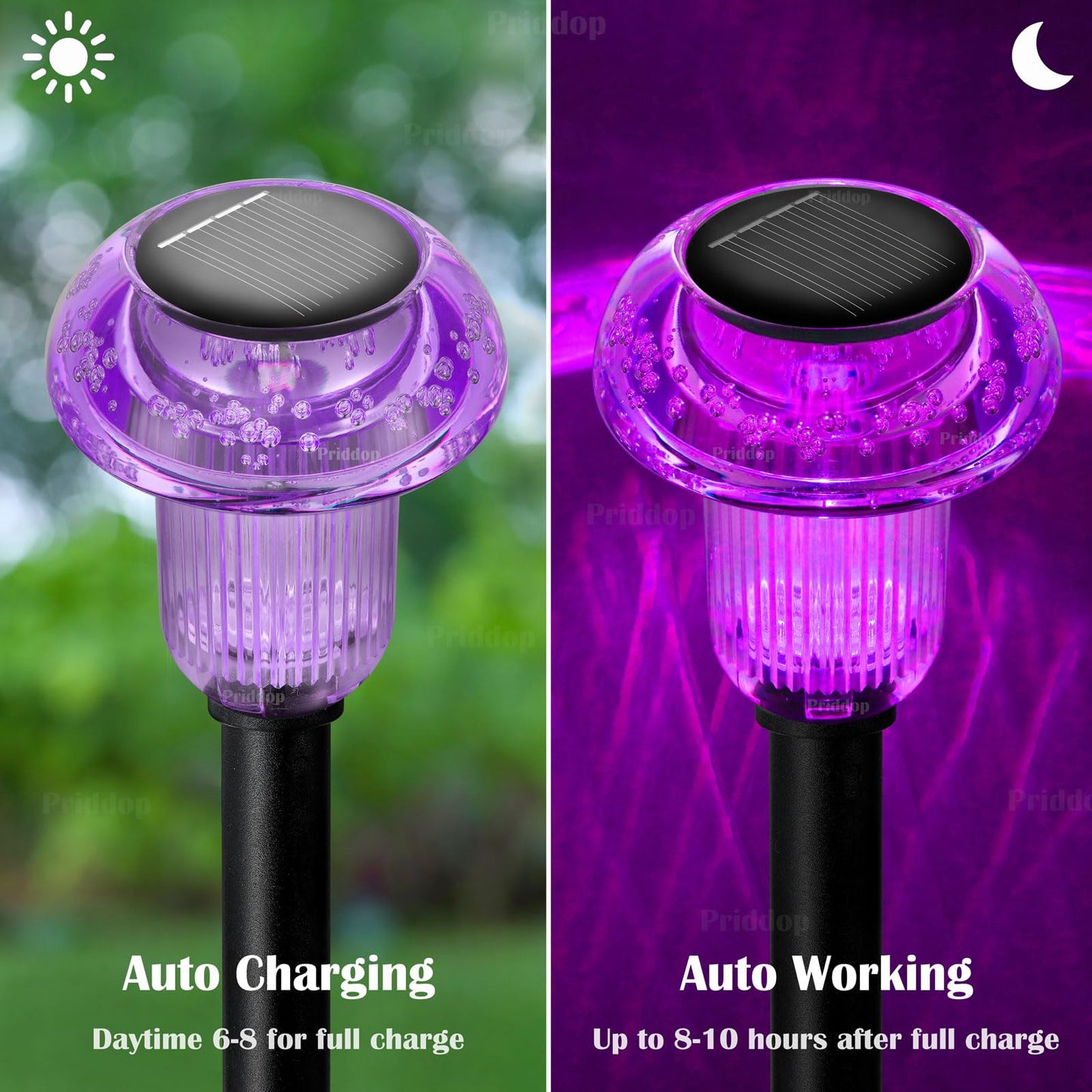 Priddop Halloween Solar Lights Outdoor 8 Pack Purple LED Waterproof Mushroom Outside Lights for Yard Garden Patio Pathway Walkway Landscape Halloween Decorations