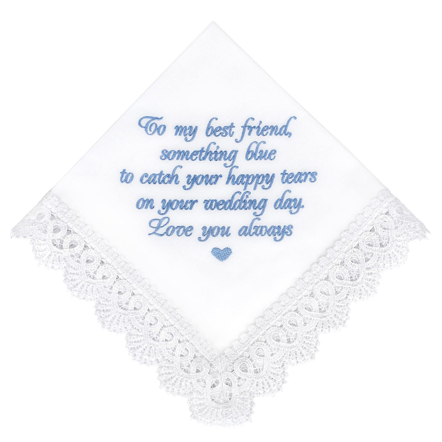 Something Blue for Bride Gift for Bride from Maid of Honor Best Friend Wedding Gift to Bride from Bridesmaid Bridal Handkerchief Blue Hankerchief Bridal Shower Gift New Borrowed Old Embroidered
