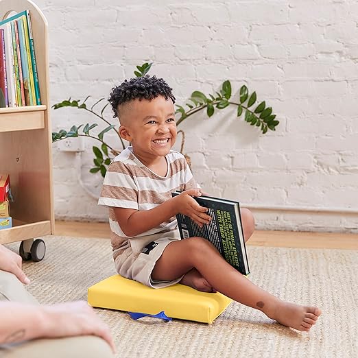 ECR4Kids SoftZone Floor Cushions, Square, Flexible Seating, Yellow, 6-Piece