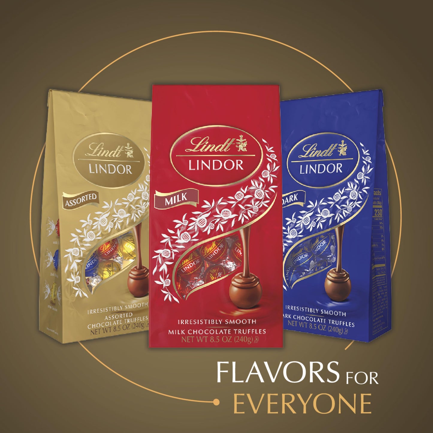 Lindt LINDOR Assorted Chocolate Candy Truffles, Chocolate with Smooth, Melting Truffle Center, 5.1 oz. Bag