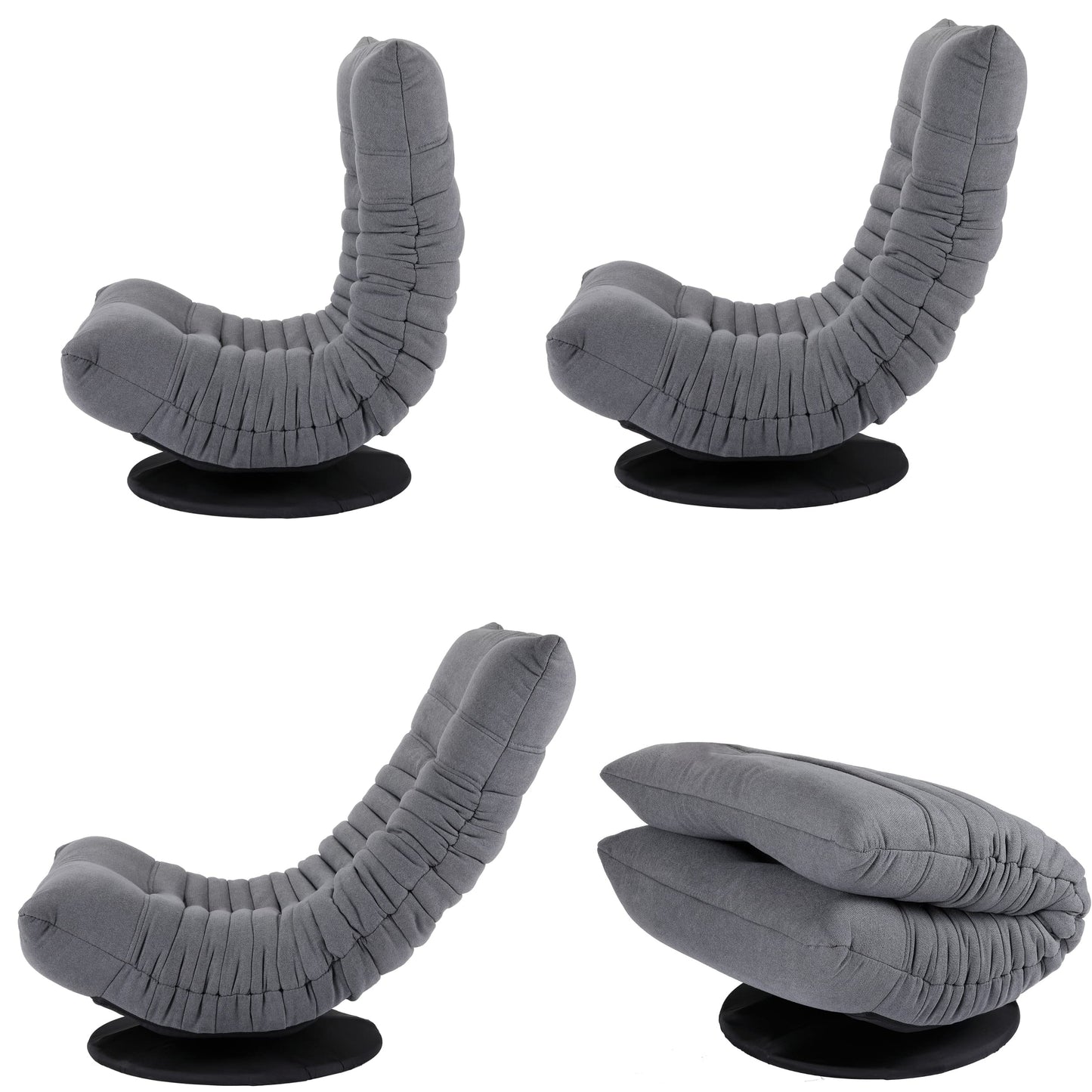 BIRDROCK HOME Swivel Floor Chair - 360 Adjustable Memory Foam Lounge Seat - Gaming - Comfortable Back Support - Cushion Dorm Rocker - Comfy for Reading Game Meditating - Fully Assembled (Grey)