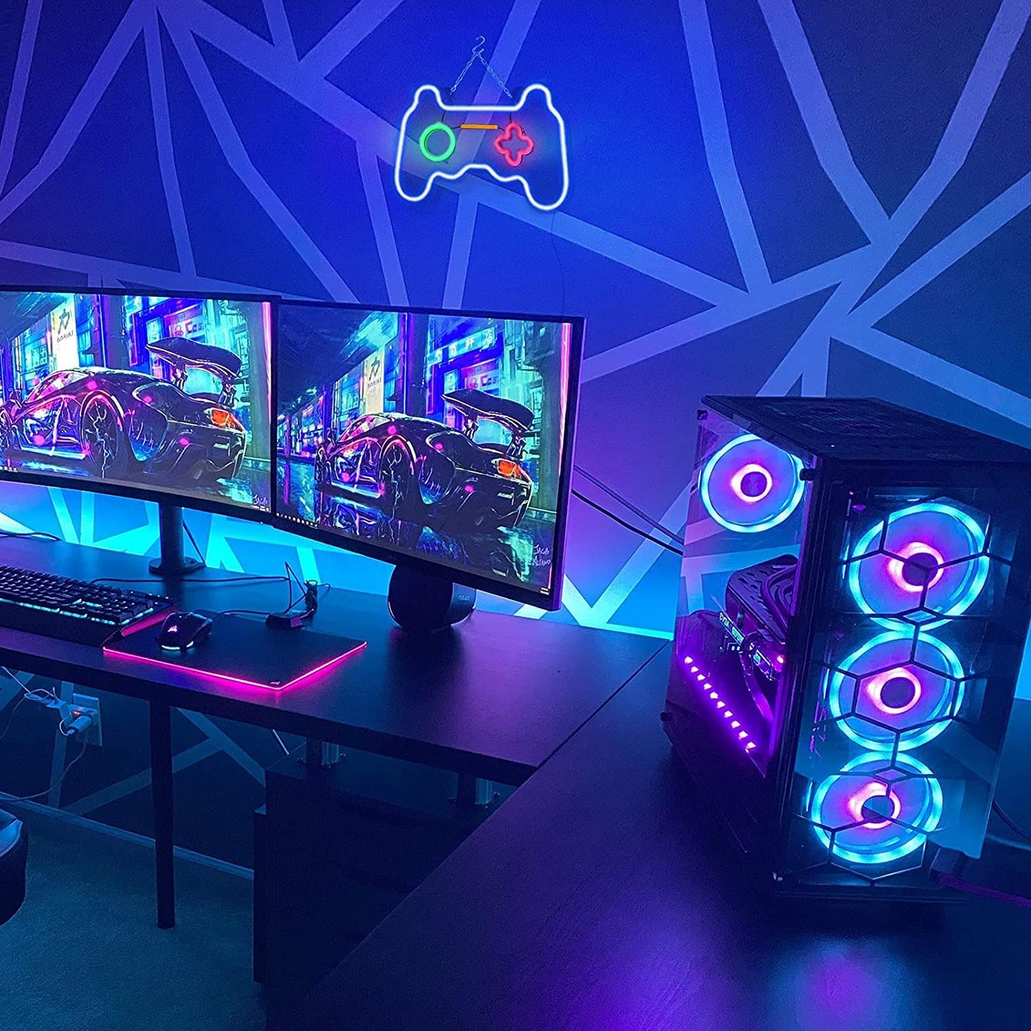 SOLIDEE Led Dimmable Neon Signs Wall Decorations For Living Room|Bedroom Gamepad Controller Shape Lights Game Room Decor Accessories Cool Teen Boys|Girls|Kids Gamer Gifts