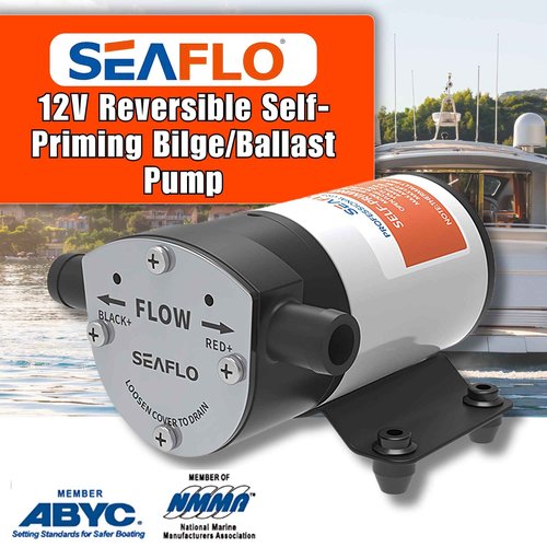 SEAFLO 12V 8.0 GPM Reversible Self-Priming Impeller Bilge/Ballast Pump - Efficient, Durable, and Versatile Boat Pump- 4 Year warranty