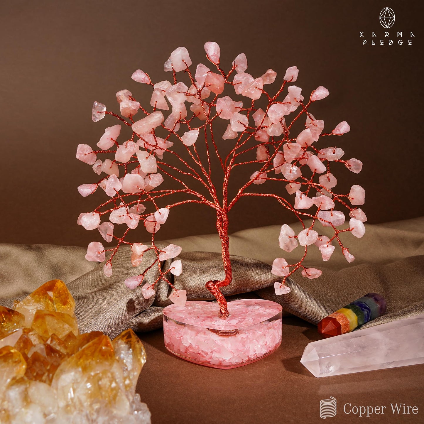 Rose Quartz Crystal Tree Gifts for Women, Handmade Chakra Healing Crystals Tree of Life for Positive Energy, Money, Good Luck, Home and Office Decor, Thoughtful Birthday Gifts for Mom