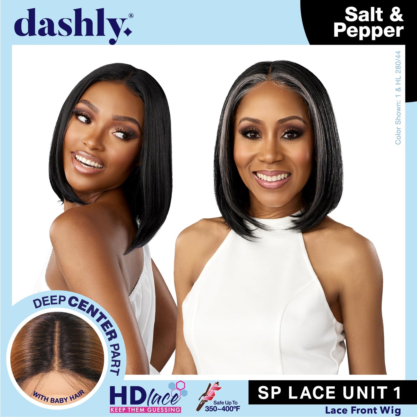 Sensationnel Dashly Lace Saltandpepper Wig - Sp Unit 1 Hand Tied Laceparting Ear to Ear Synthetic (M44)