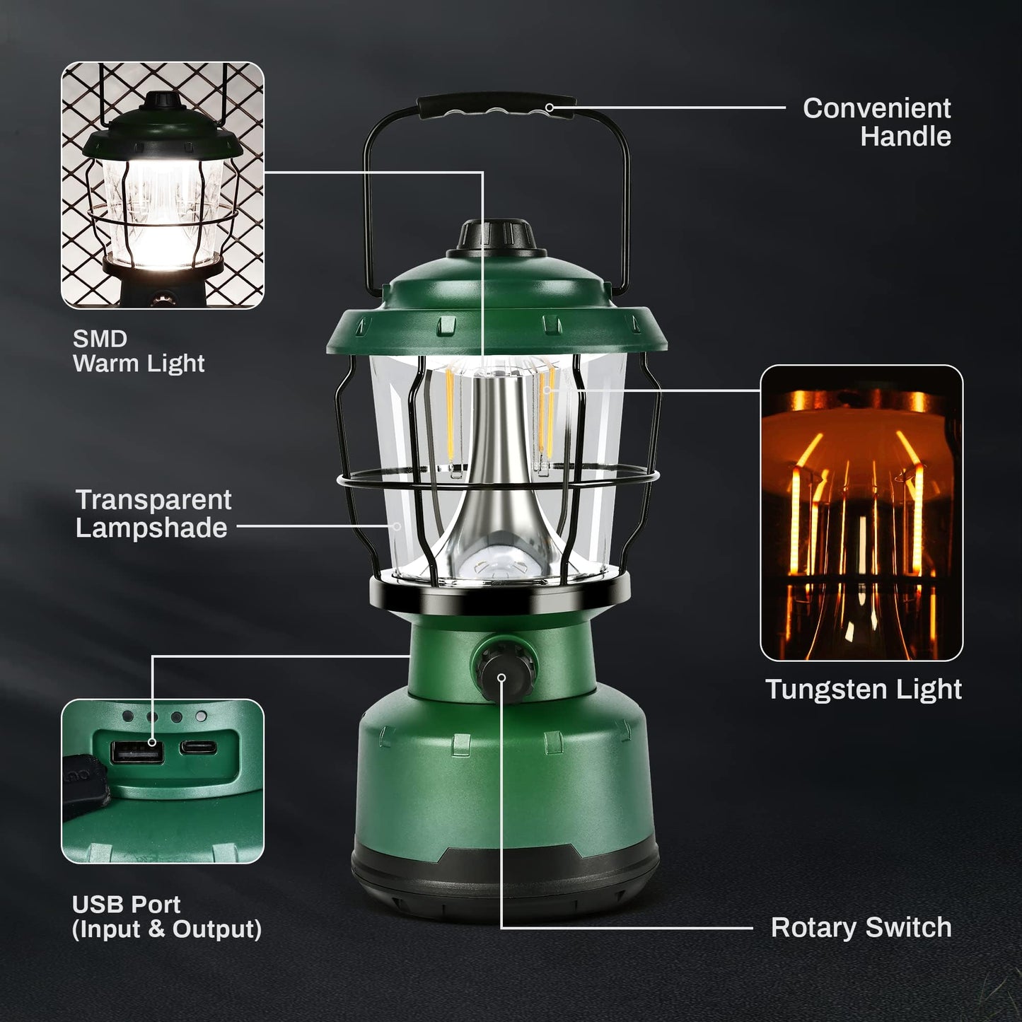 LED Camping Lantern, Rechargeable Batteries Powered Lanterns 2500LM, Water Resistant Emergency Lantern for Power Outage, Hurricane, Hiking