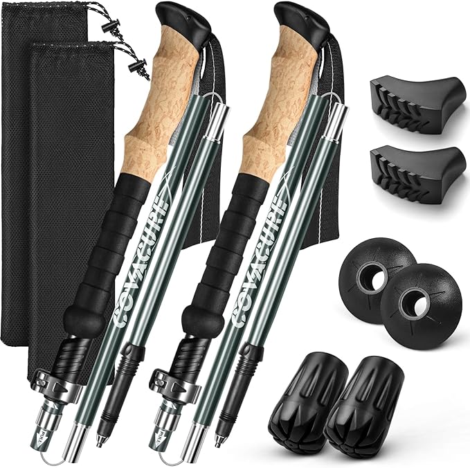 COVACURE Hiking Poles - Aluminum Alloy 7075 Trekking Poles Collapsible with Telescopic,Lightweight & Foldable Collapsible ...