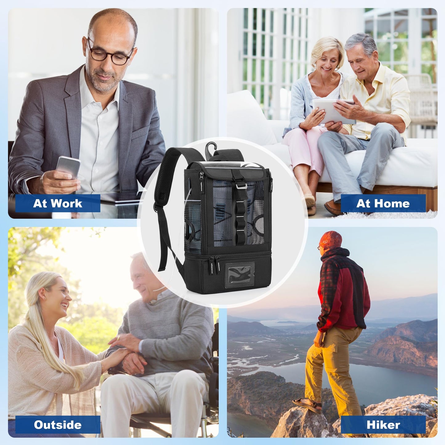Trunab Portable Oxygen Concentrator Backpack, POC Carrying Bag Compatible with Inogen One, Caire Freestyle Comfort, Oxygo, Black