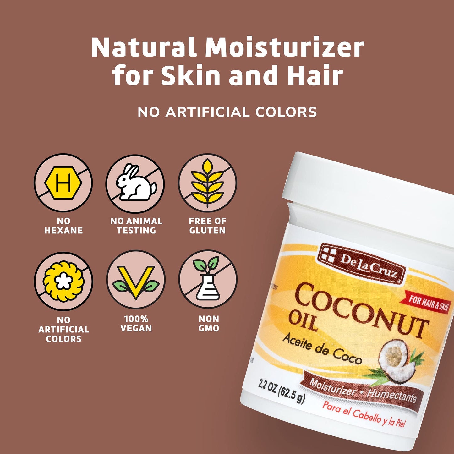 De La Cruz Coconut Oil - Expeller Pressed Coconut Oil for Skin and Hair - Natural Moisturizer for Skin and Hair Jumbo Jar - 5.5