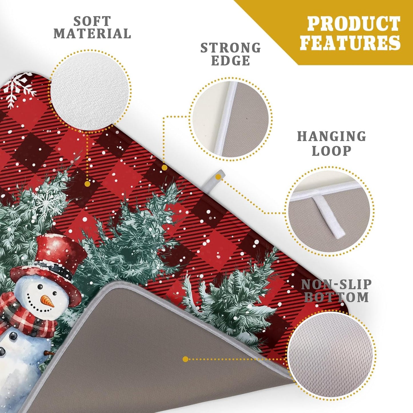 Christmas Snowman Dish Drying Mat for Kitchen Counter Xmas Trees Snowflake Buffalo Plaid Drying Mat 18x24 Inch Winter Holiday Absorbent Dish Drainer Mat Christmas Kitchen Accessories