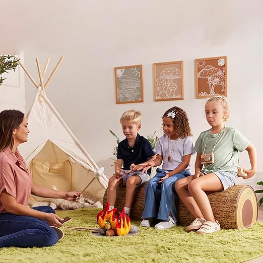 ECR4Kids SoftZone Tree Log Full Bench, 12in, Flexible Seating, Chocolate