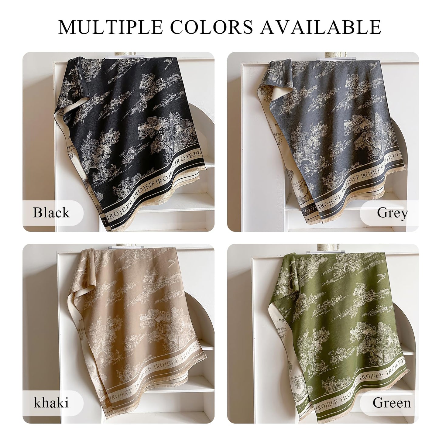LumiSyne Warm Scarf Cashmere Shawl Women Artistic Landscape Painting Reversible Scarf With Tassel Large Long Pashmina Stole